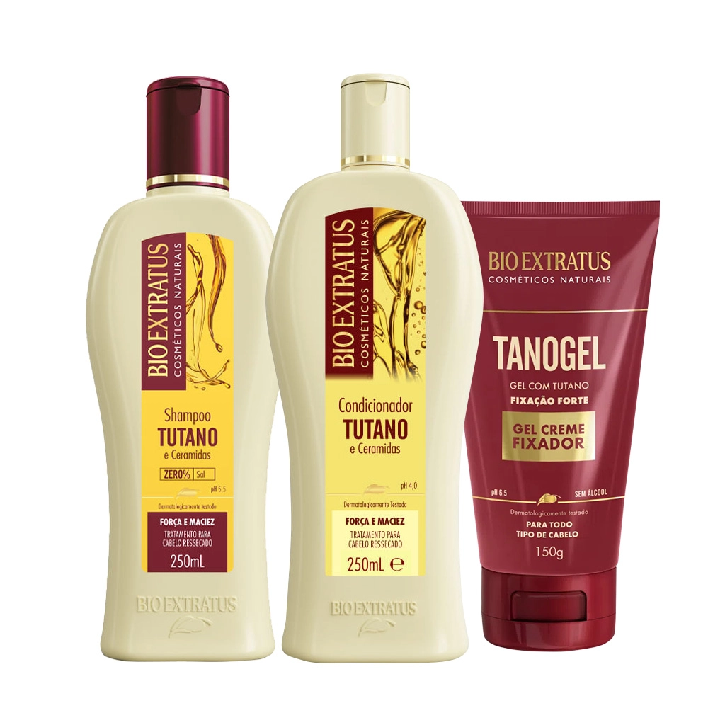 Kit Bio Extratus Tutano Shampoo Condicionador E Gel Creme Fixador (3 Produtos)