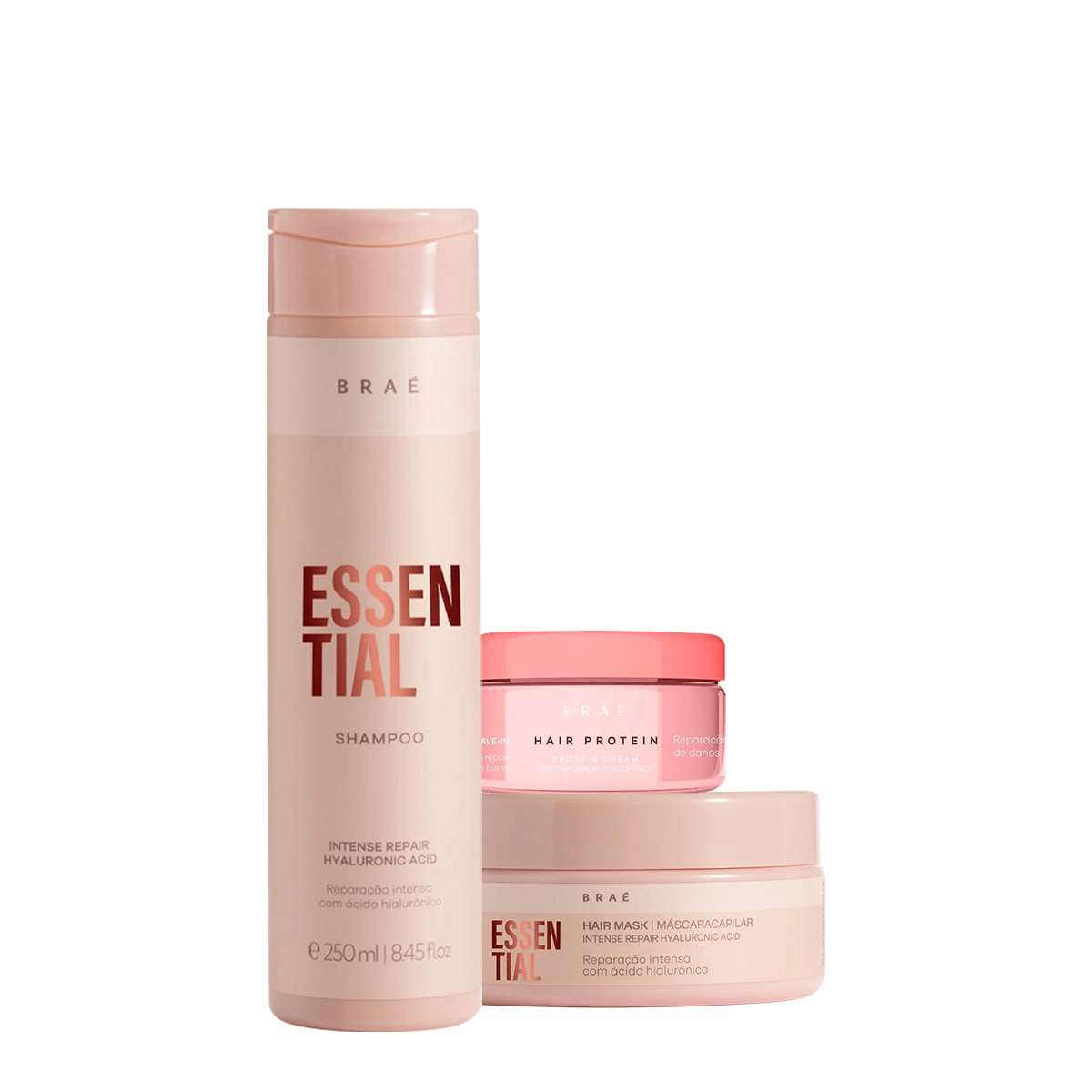 Kit Braé Essential Shampoo Máscara E Hair Protein (3 Produtos)