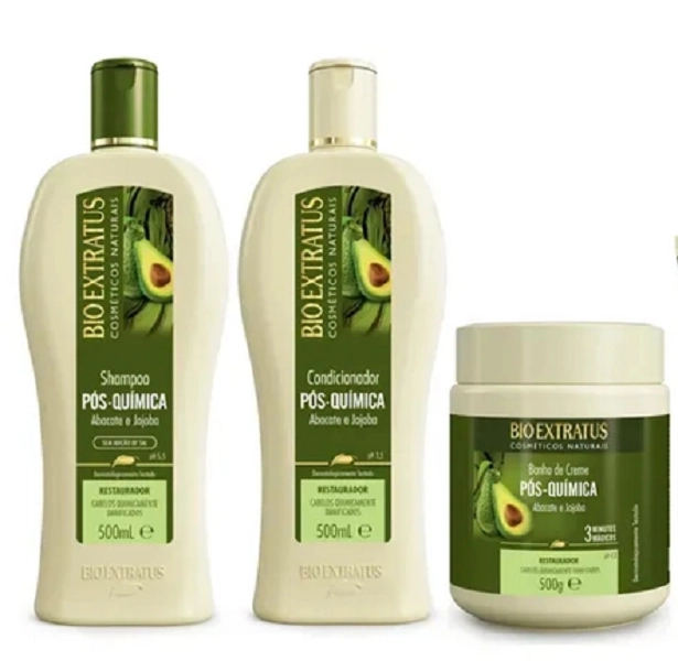 Kit Bio Extratus Pós - Química Shampoo 500ml + Condicionador 500ml + Máscara 500ml