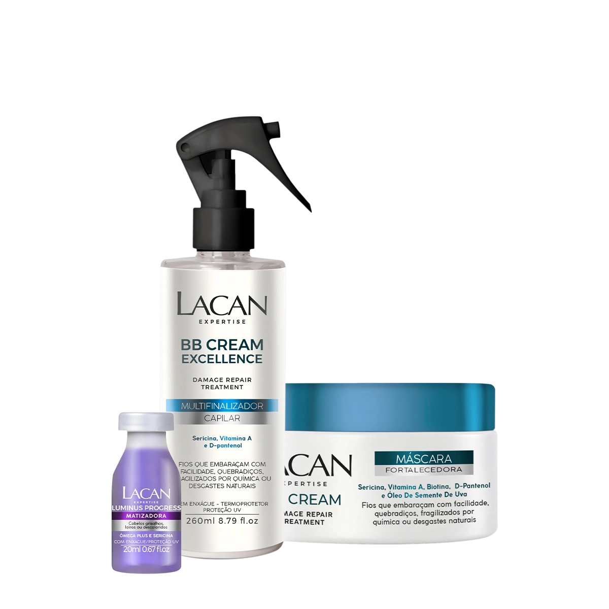 Produto Kit_Lacan_Multifinalizador_Capilar_BB_Cream_Leave-in_Mascara_e_Ampola_Matizadora_Evas_1