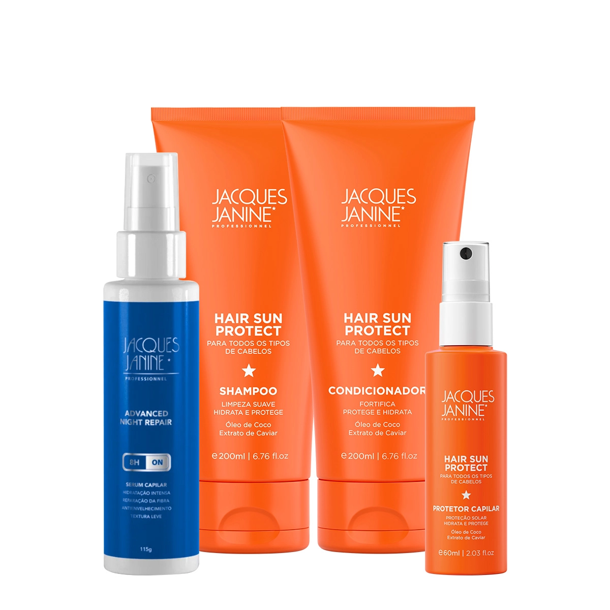 Produto Kit_Jacques_Janine_Hair_Sun_Protect_Shampoo_Condicionador_Spray_Capilar_e_Night_Serum_Evas_1