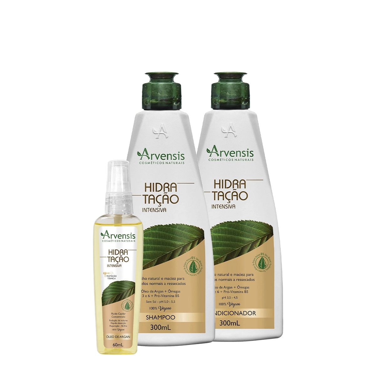 Kit Arvensis Cosméticos Naturais Hidratação Intensiva Shampoo Condicionador E Óleo (3 Produtos)