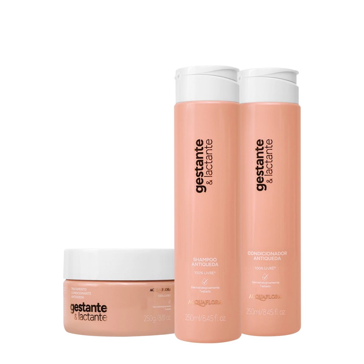 Kit Tratamento Capilar Gestante E Lactante Acquaflora Home Care Shampoo Condicionador Máscara