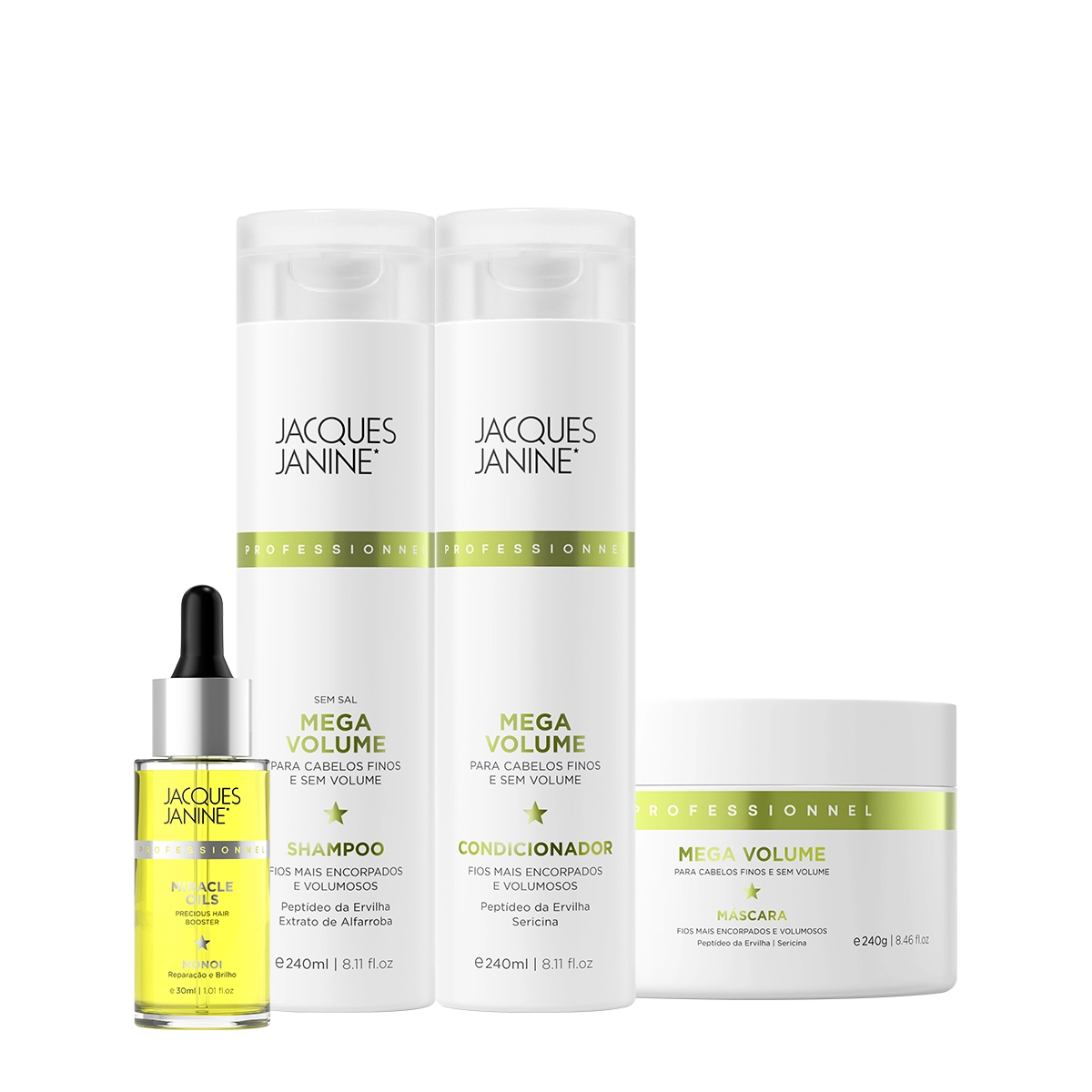 Produto Kit_Jacques_Janine_Professionnel_Mega_Volume_Shampoo_Condicionador_Mascara_e_Oils_Monoi_Evas_1