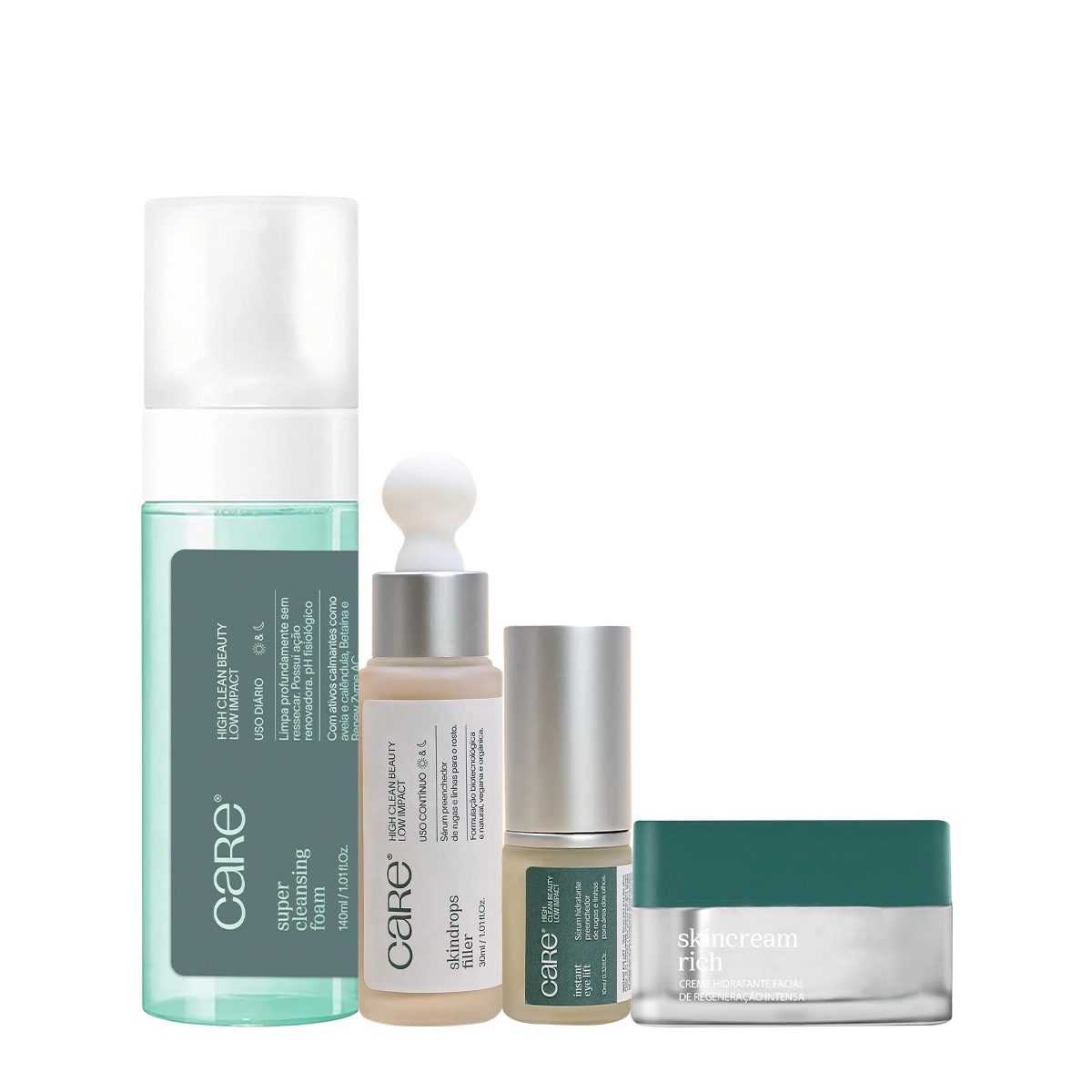 Produto Kit_Care_Natural_Beauty_Skindrops_Filler_Eye_Lift_Cleansing_Foam_Beauty_Rich_Cream_Evas_1