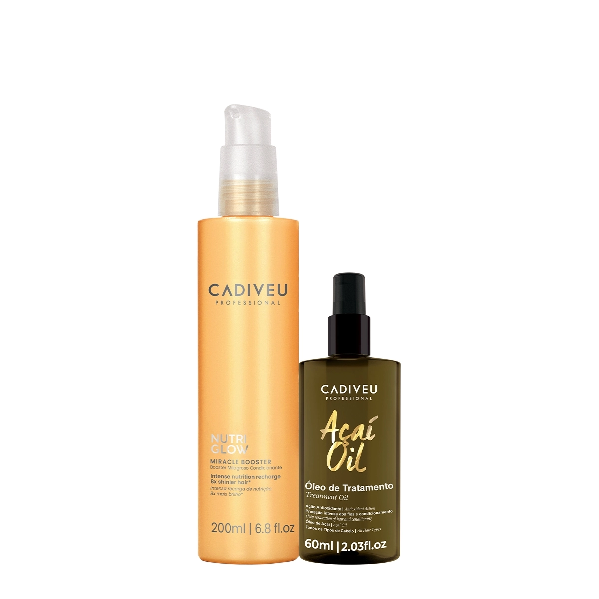 Kit Cadiveu Professional Nutri Glow Booster Fluído De Pré Tratamento E Açaí Oil 60 (2 Produtos)