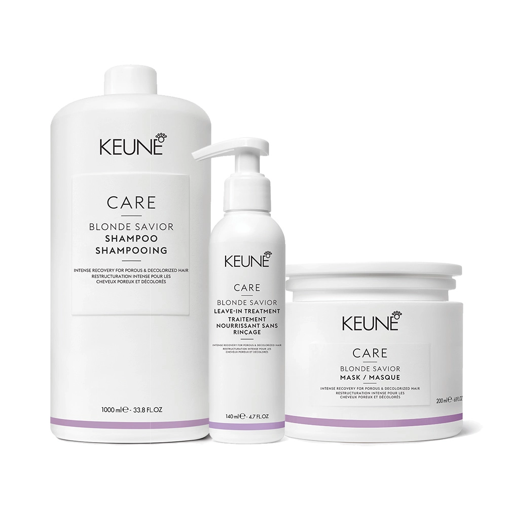 Kit Keune Care Blonde Savior Shampoo 1L + Máscara + Leave-In (3 Produtos)