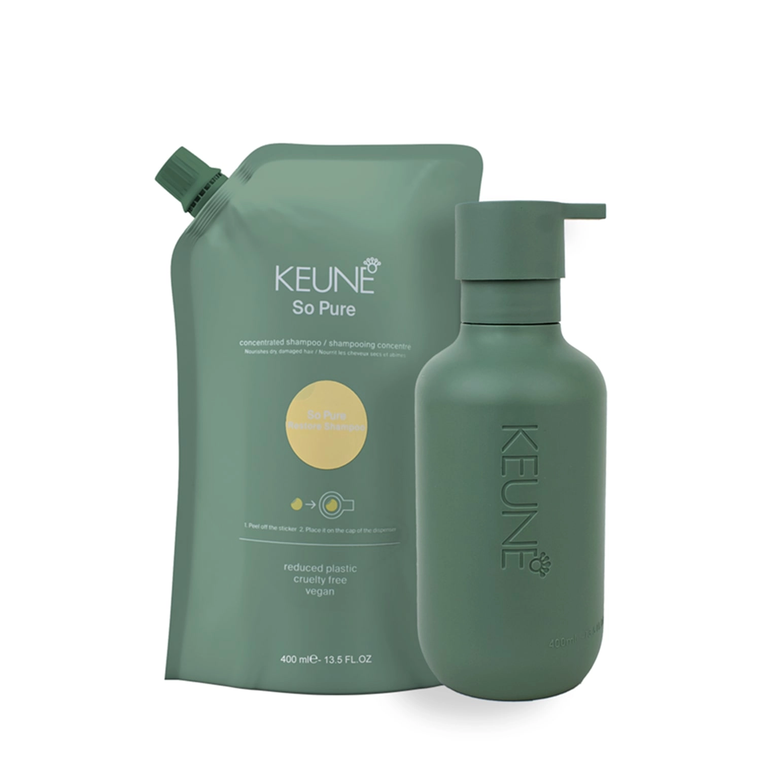 Kit Keune So Pure Restore Shampoo Refil E Dispenser Frasco (2 Produtos)