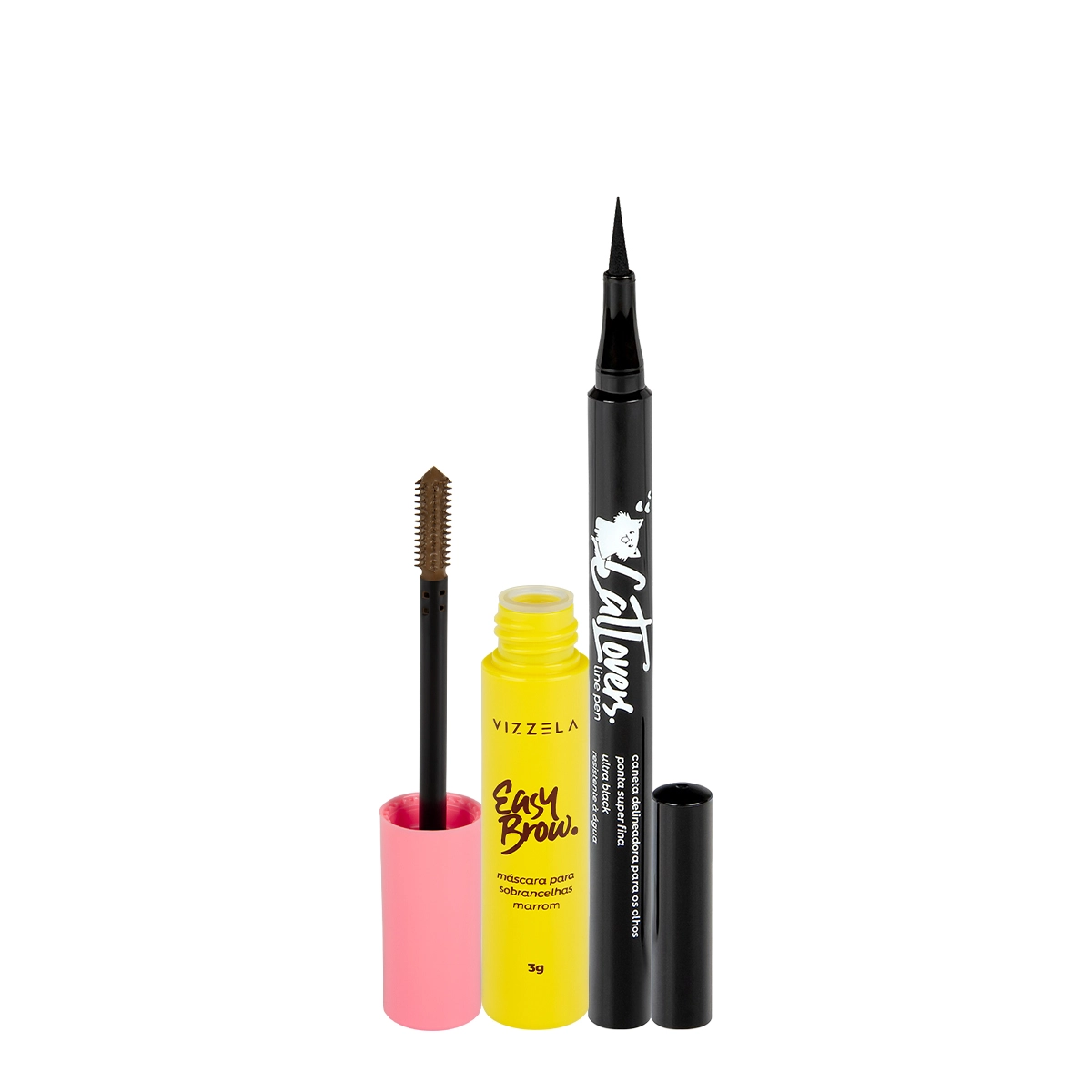 Kit Vizzela Easy Brow Cor 2 Cat Lovers Line Pen Máscara Sobrancelha (2 Produtos)