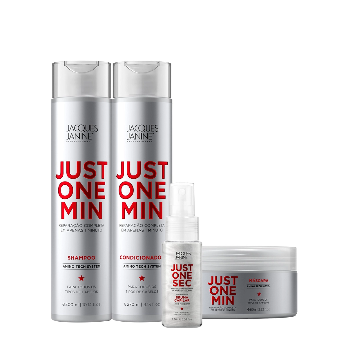 Produto Kit_Jacques_Janine_Professionnel_Just_One_Min_Shampoo_Condicionador_Mascara_P_e_Bruma_Capilar_Evas_1