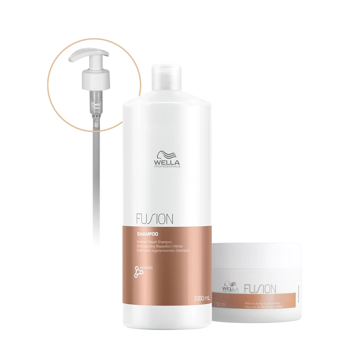 Kit Wella Professionals Fusion Shampoo Máscara 150 Válvula Pump (3 Produtos)