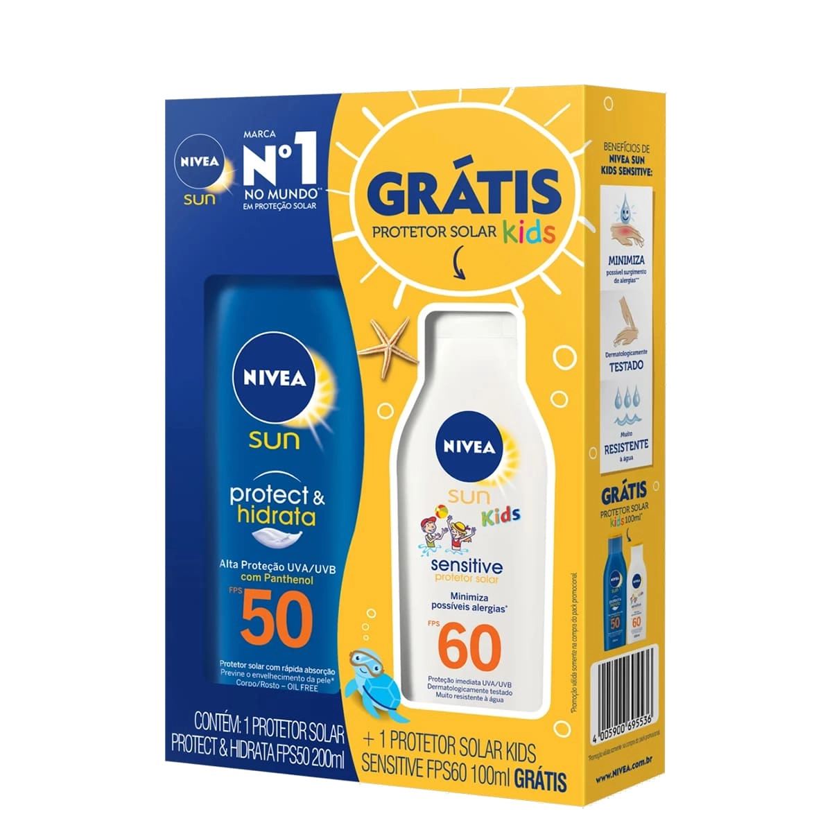 Nivea Kit Sun Protect & Hidrata Kids FPS50 FPS60 (2 Produtos)