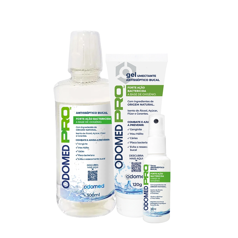 Produto Kit_Odomed_Pro2_Antisseptico_Enxaguante_Umectante_Evas