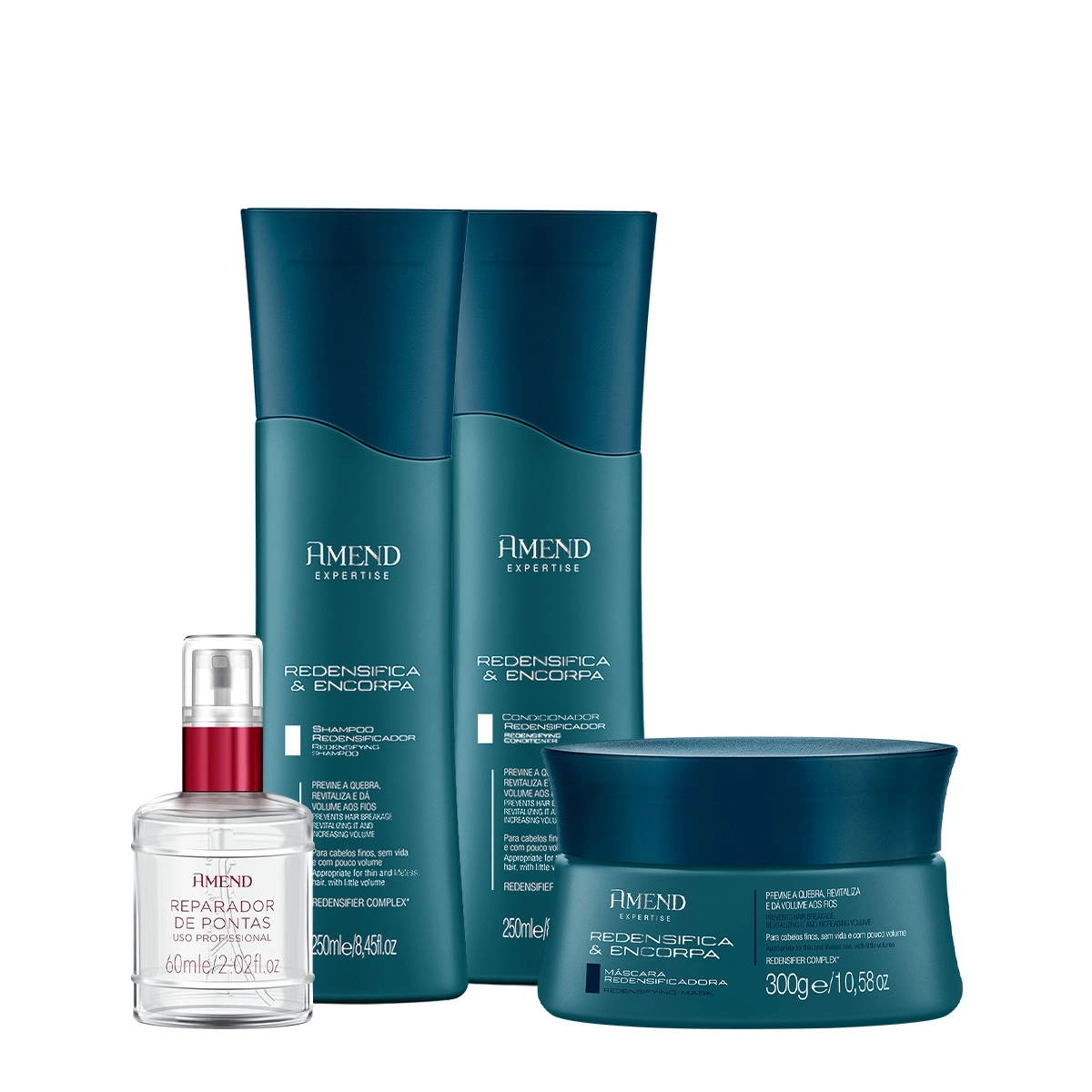 Produto Kit_Amend_Redensifica_&_Encorpa_Shampoo_Condicionador_Mascara_Reparador_de_Pontas_Evas_1