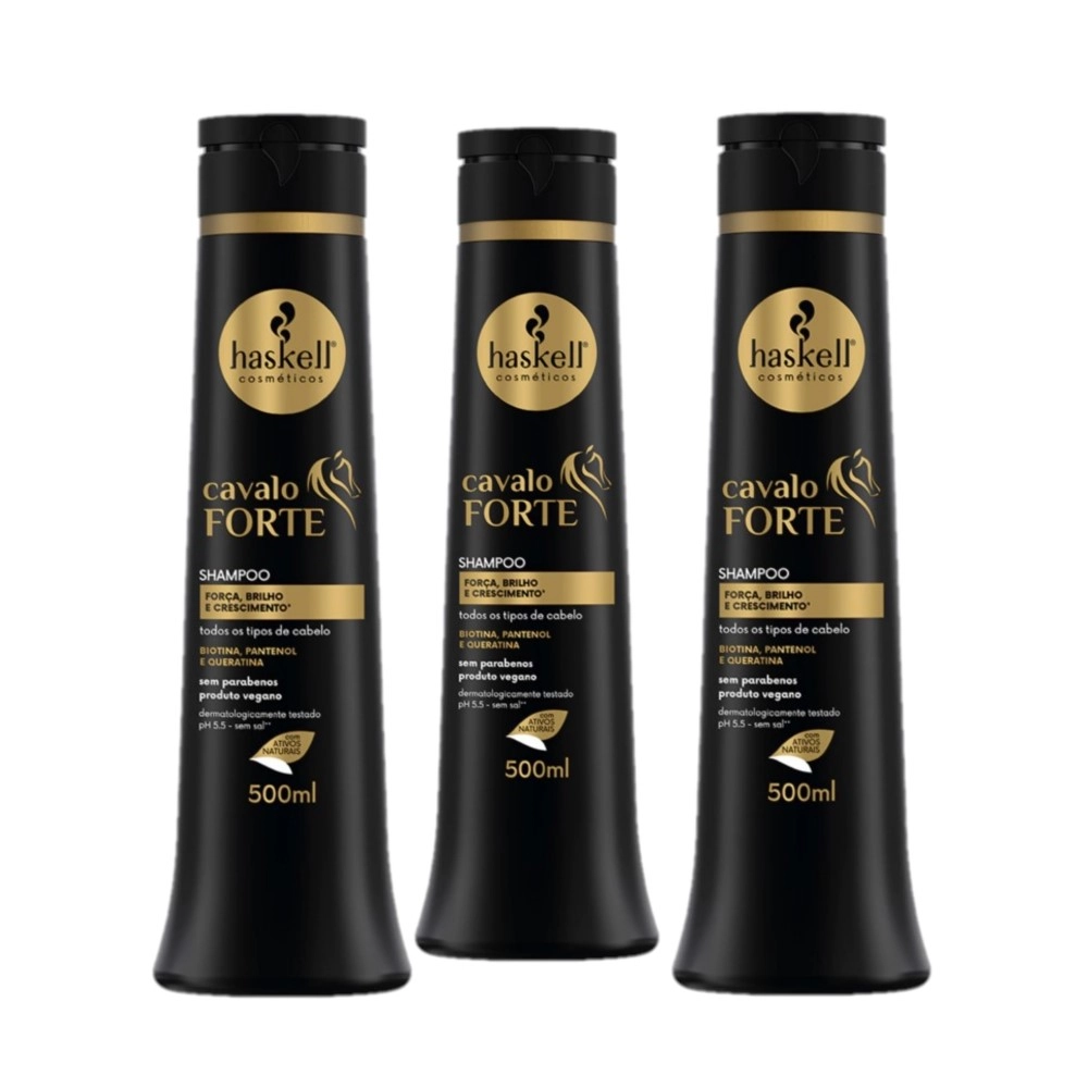 Kit Haskell Cavalo Forte- Shampoo 500ml (3 Unidades)
