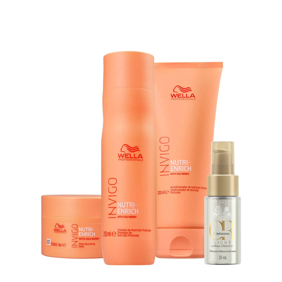 Kit Wella Professionals Invigo Nutri-Enrich Reflections Home Care Oil Light 30 (4 Produtos)