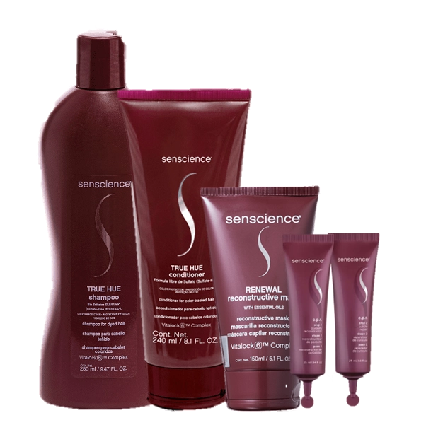 Kit Senscience True Hue Duo Home Care Renewal Mask 150ml E CPR Tratamento Reconstrutor 2x25ml