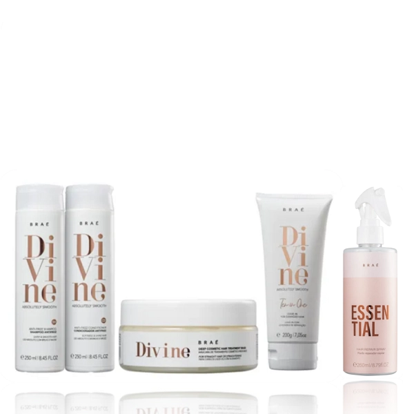 Kit Braé Divine Shampoo E Condicionador 250ml + Máscara + Leave-in 200ml+ Essential 260ml