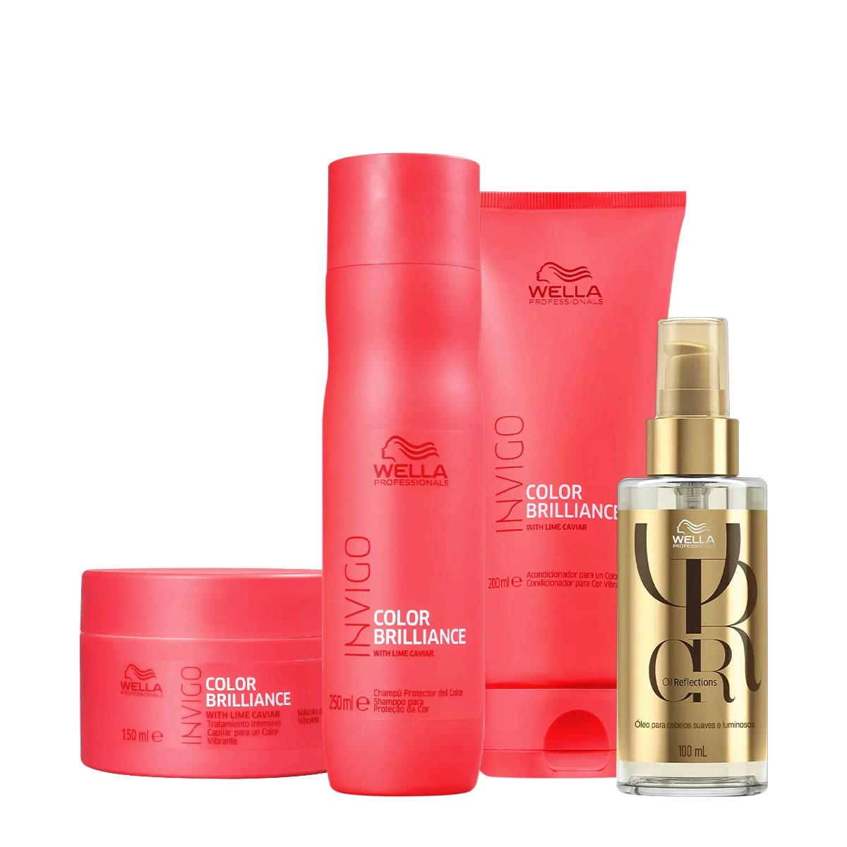 Kit Wella Professionals Invigo Brilliance Reflections Home Care Oil 100 (4 Produtos)