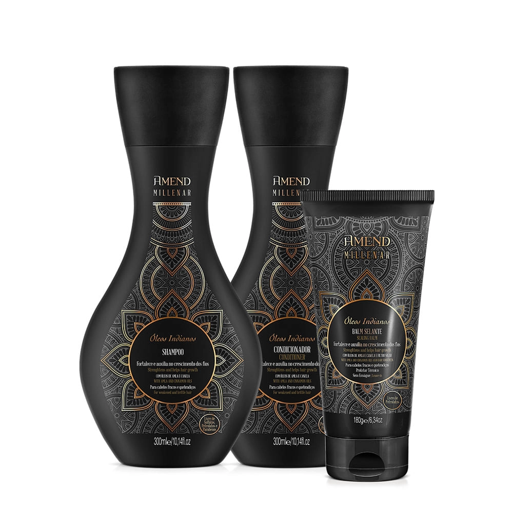 Produto Kit_Amend_Millenar_Oleos_Indianos_Shampoo_Condicionador_Balm_Evas_1