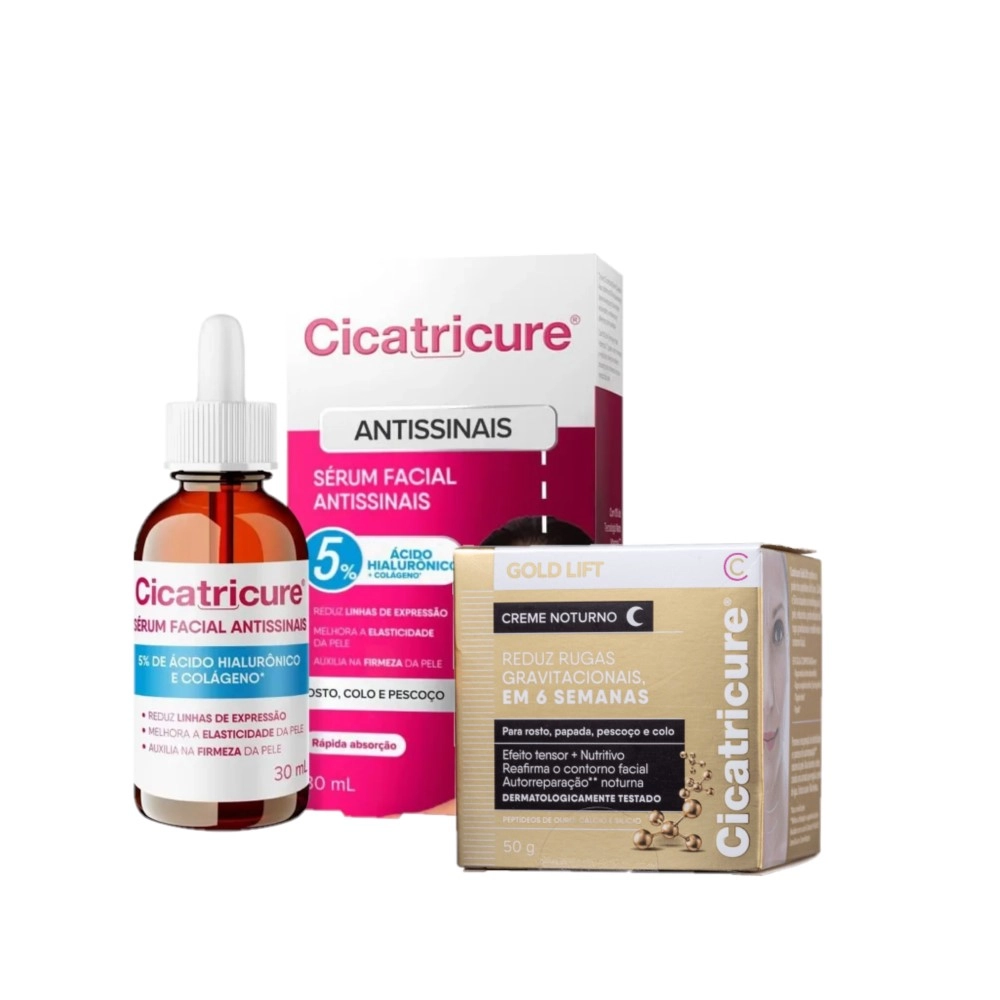 Produto Kit_Serum_Facial_Antissinais_Cicatricure_30ml_&_Gold_Lift_Noturno_Anti-Idade_50g_Evas_1