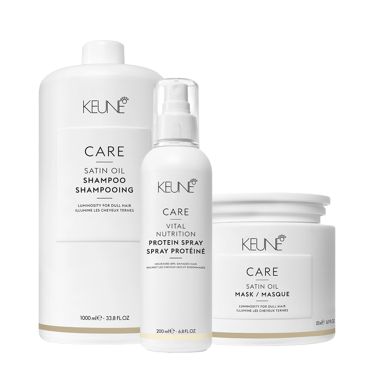 Kit Keune Care Satin Oil Shampoo Litro Máscara G E Vital Nutrition Protein (3 Produtos)