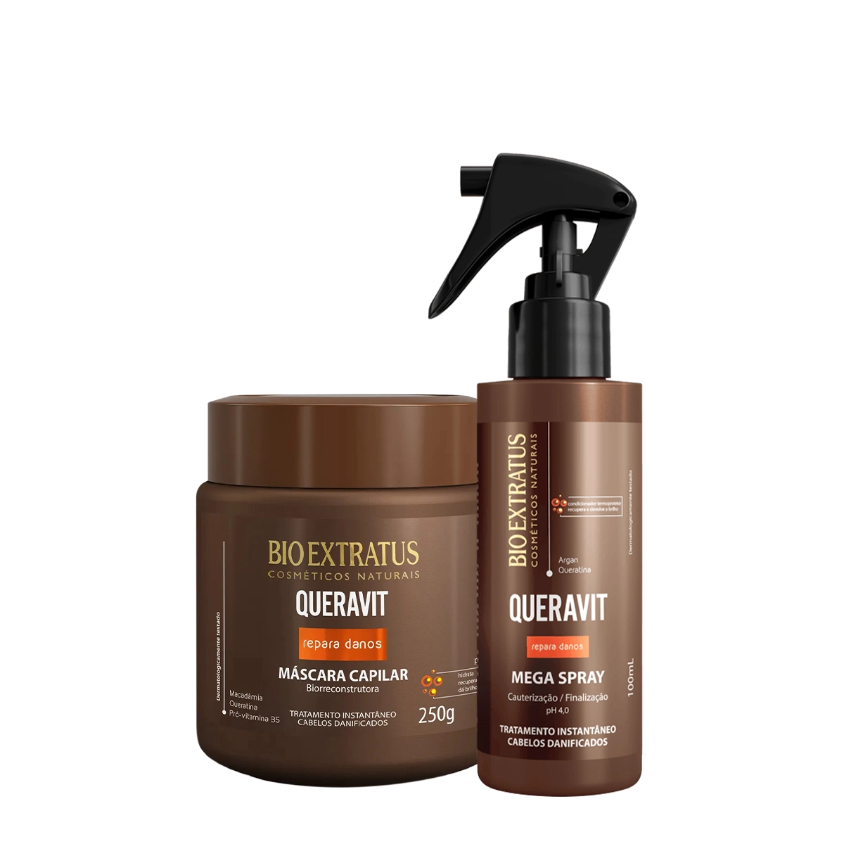 Kit Bio Extratus Queravit Máscara Capilar E Mega Spray (2 Produtos)