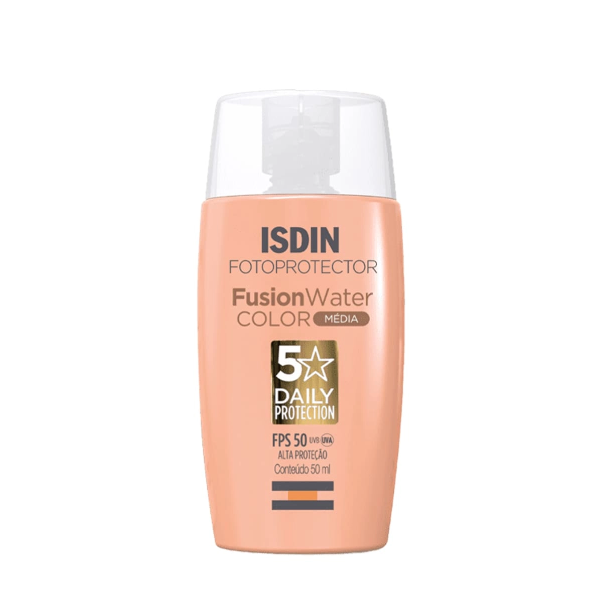 ISDIN Fusion Water 5 Stars FPS50 Color Média - Protetor Solar Facial Com Cor 50ml