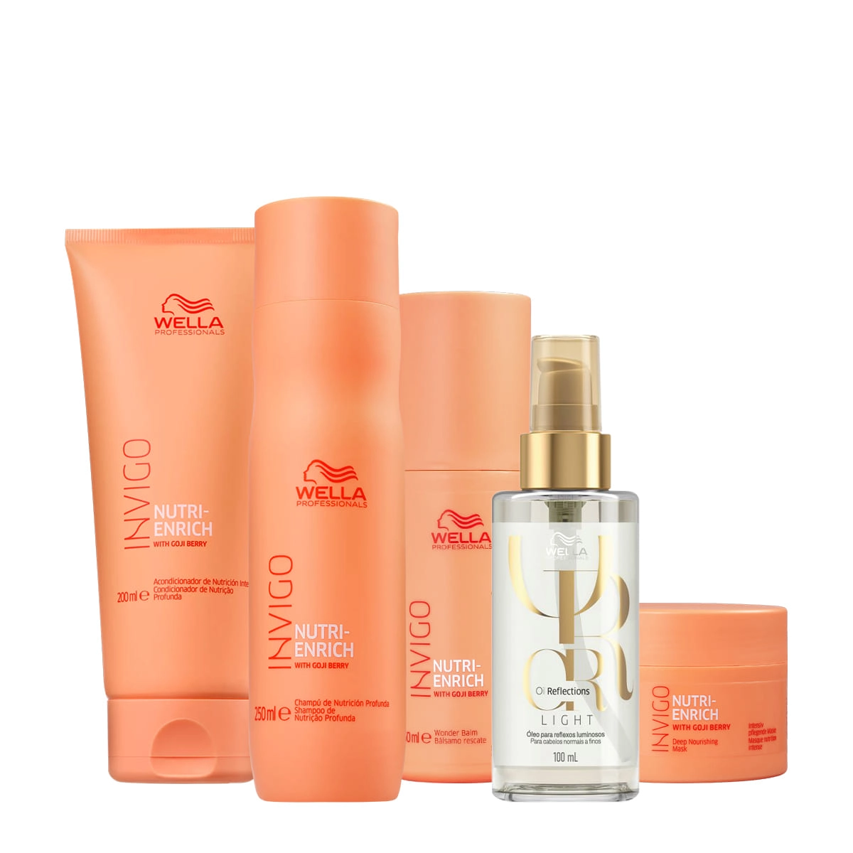 Kit Wella Professionals Invigo Enrich Balm Reflections Home Care Leave-in Oil Light (5 Produtos)