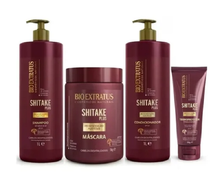 Bio Extratus Shitake Plus (Shampoo+Condicionador 1L+Mascara 1Kg+Finalizador Termoprotetor 200g)