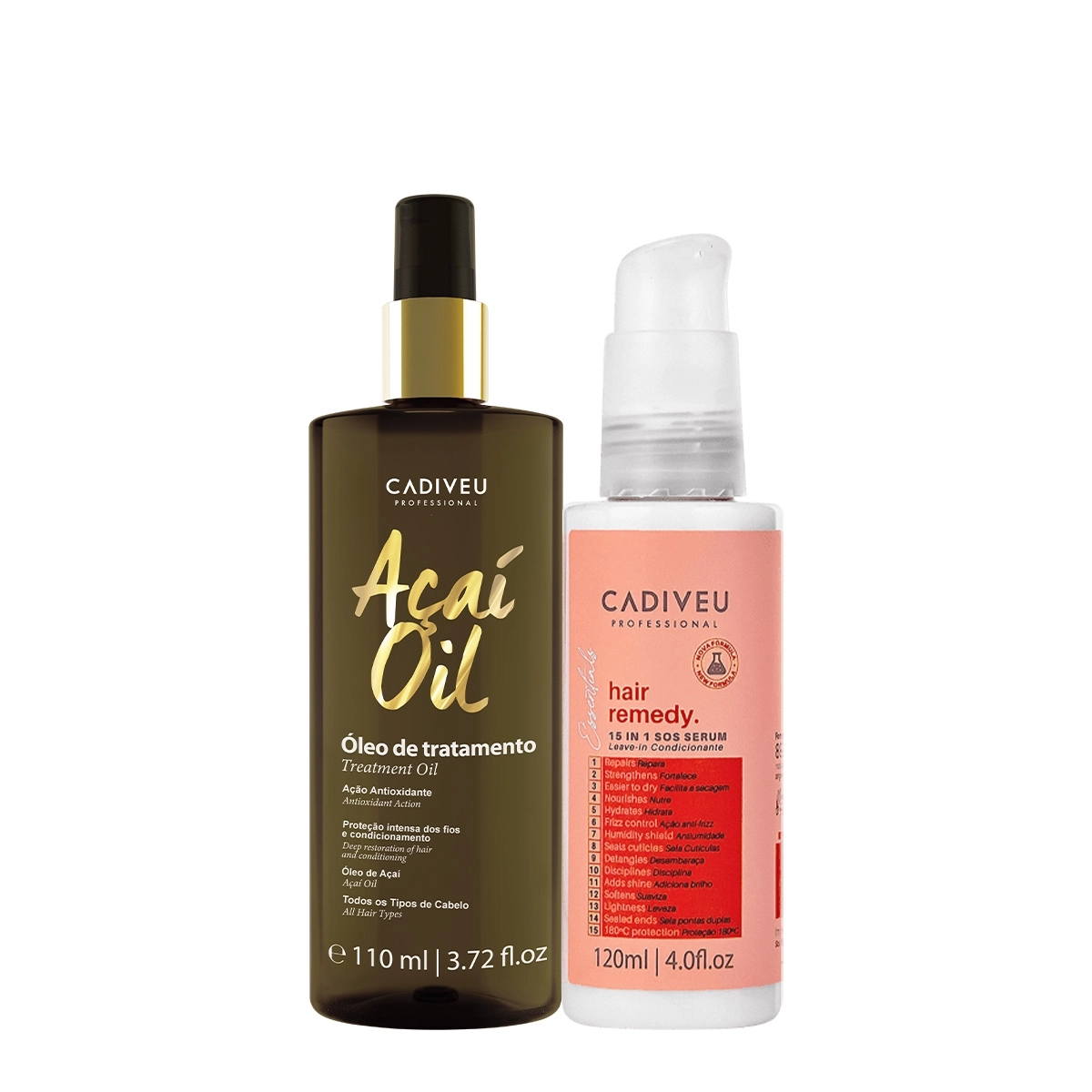Kit Cadiveu Professional Essentials Hair Remedy Leave-in Sérum E Açaí Oil 110 (2 Produtos)