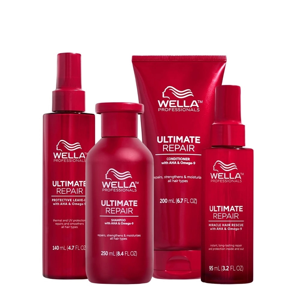 Kit Wella Ultimate Repair Shampoo Condicionador Leave-in E Protetor Térmico (4 Produtos)