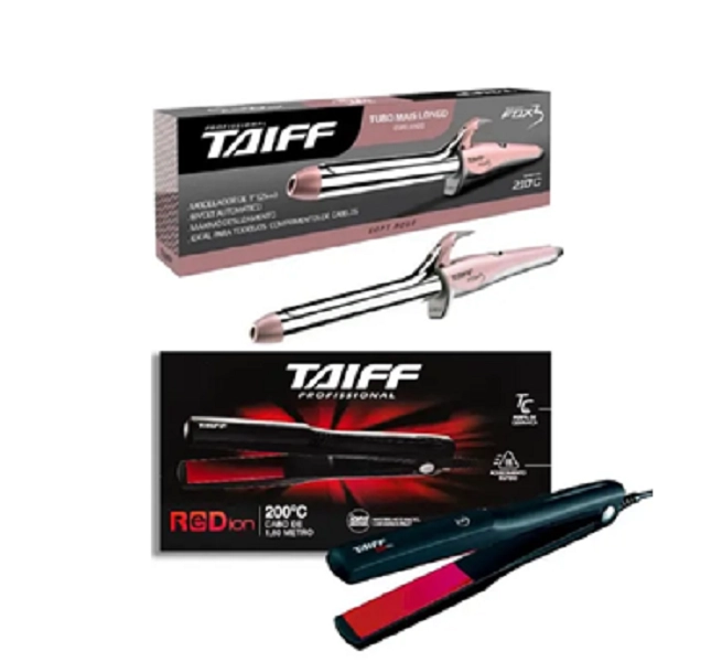 Taiff Chapinha Elegance Red Ion + Modelador De Cachos Fox 3 Soft Rose 1