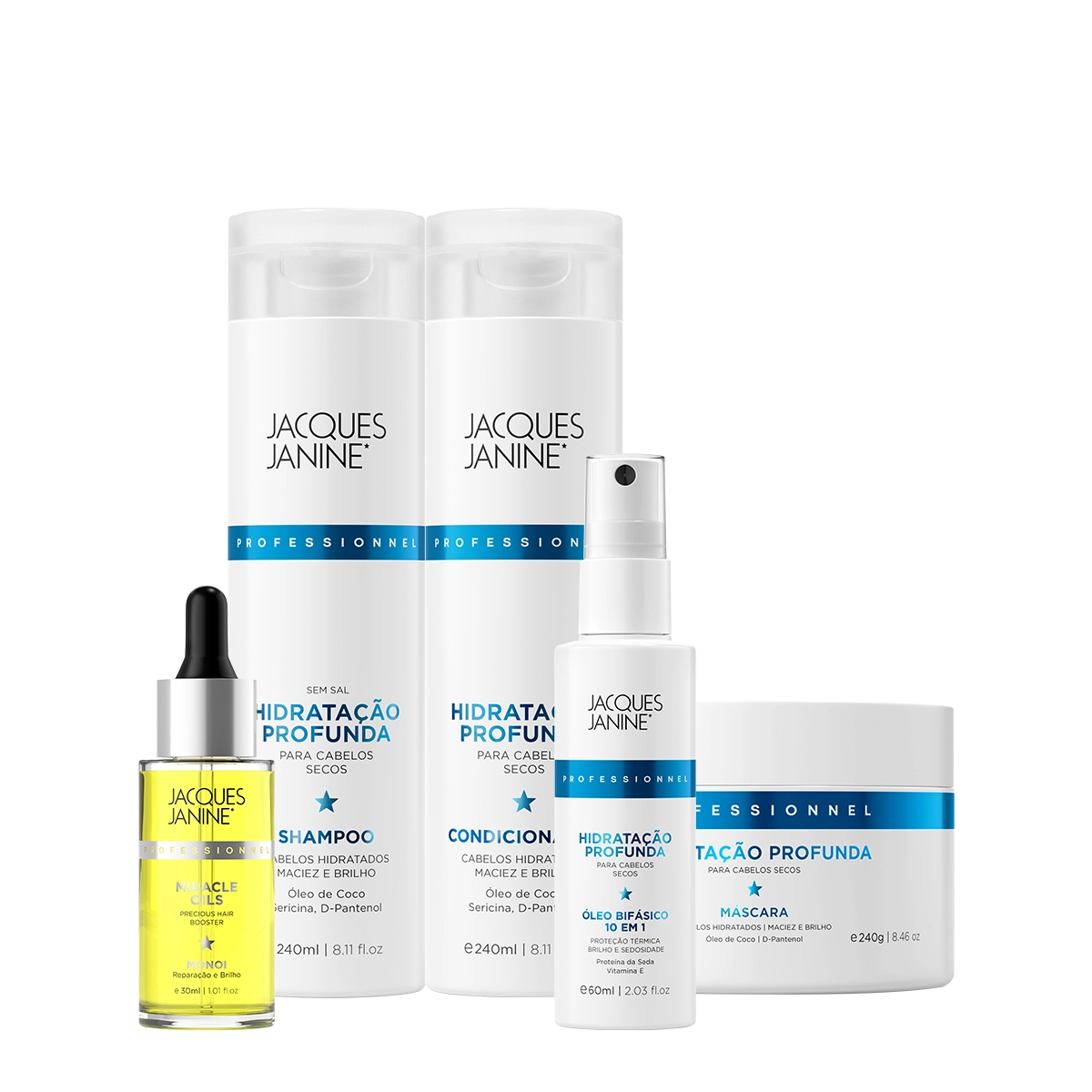 Produto Kit_Jacques_Janine_Hidratacao_Profunda_Shampoo_Condicionador_Mascara_Oleo_bifasico_e_Miracle_Oils_Monoi_Evas_1