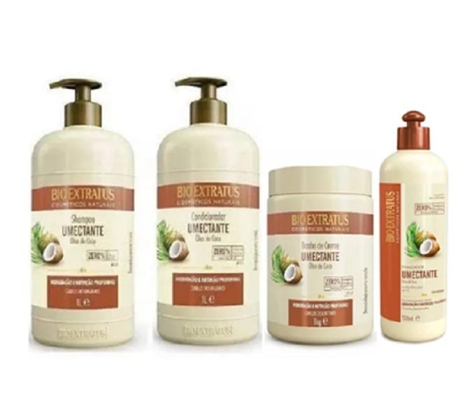 Bio Extratus Umectante Óleo De Coco (Shampoo+Condicionador+Banho De Creme 1L+FInalizador 500g)