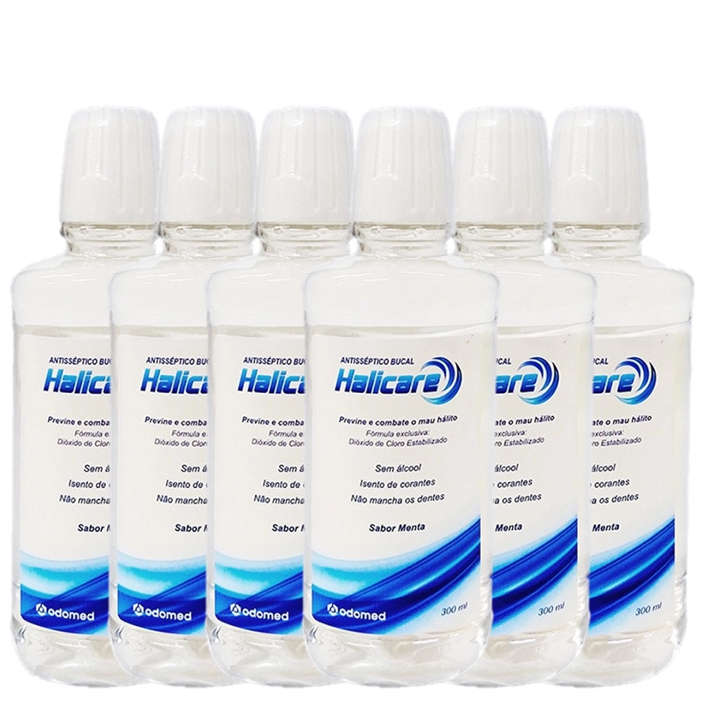 Kit Odomed Halicare - Enxaguante Bucal Antisseptico 300ml (6 Unidades)