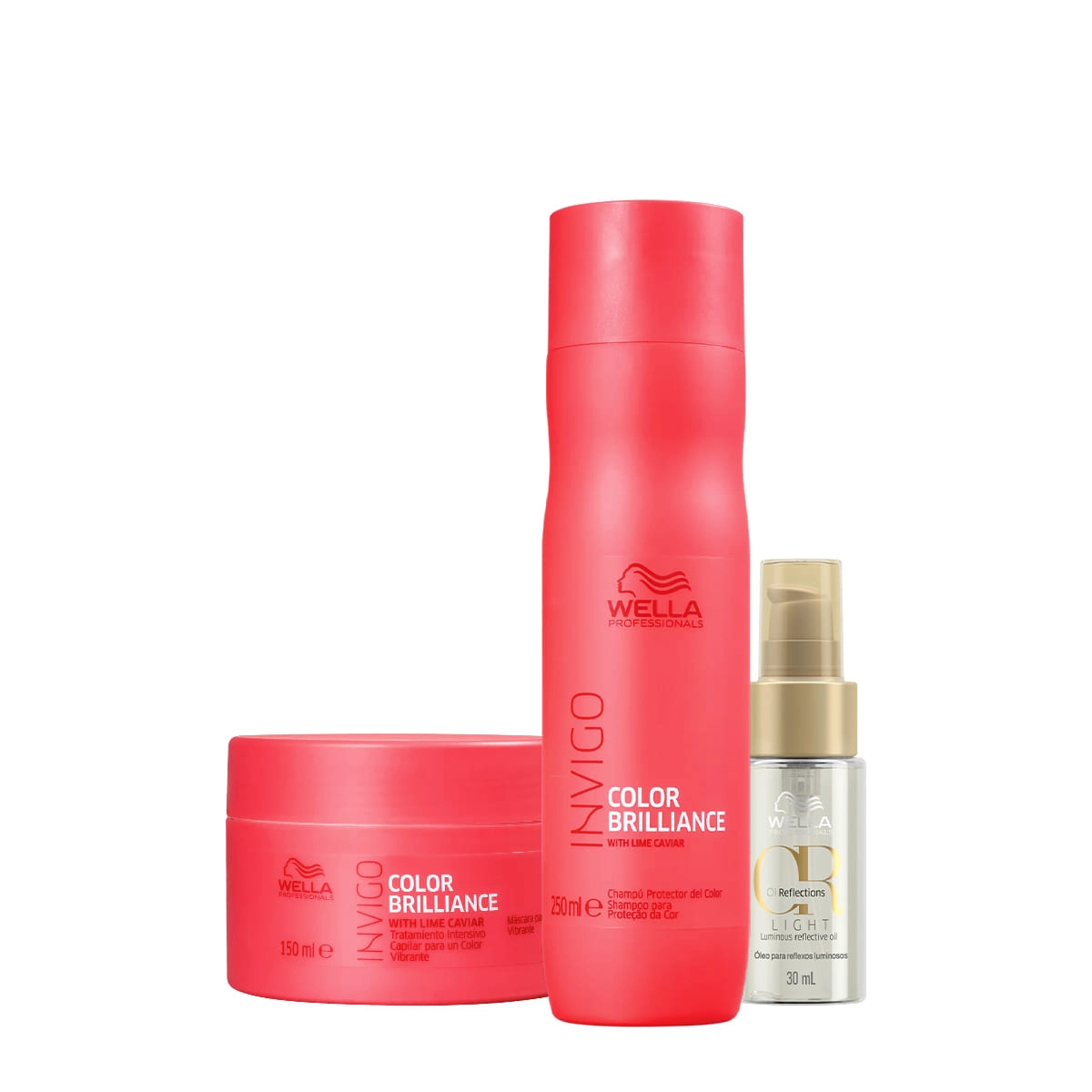 Kit Wella Professionals Invigo Brilliance Reflections Shampoo Máscara Oil Light (3 Produtos)