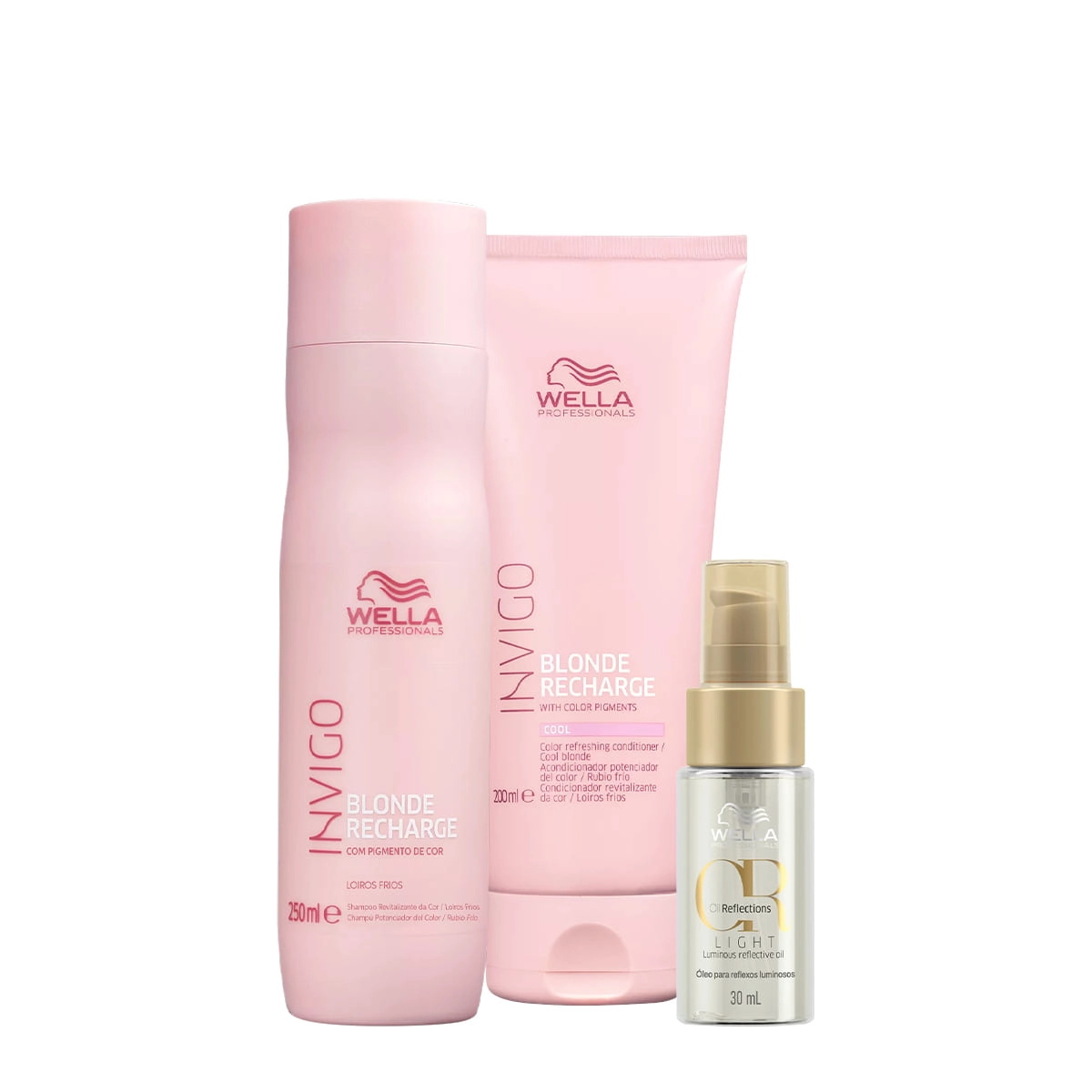 Kit Wella Professionals Invigo Blonde Recharge Reflections Duo Oil Light (3 Produtos)