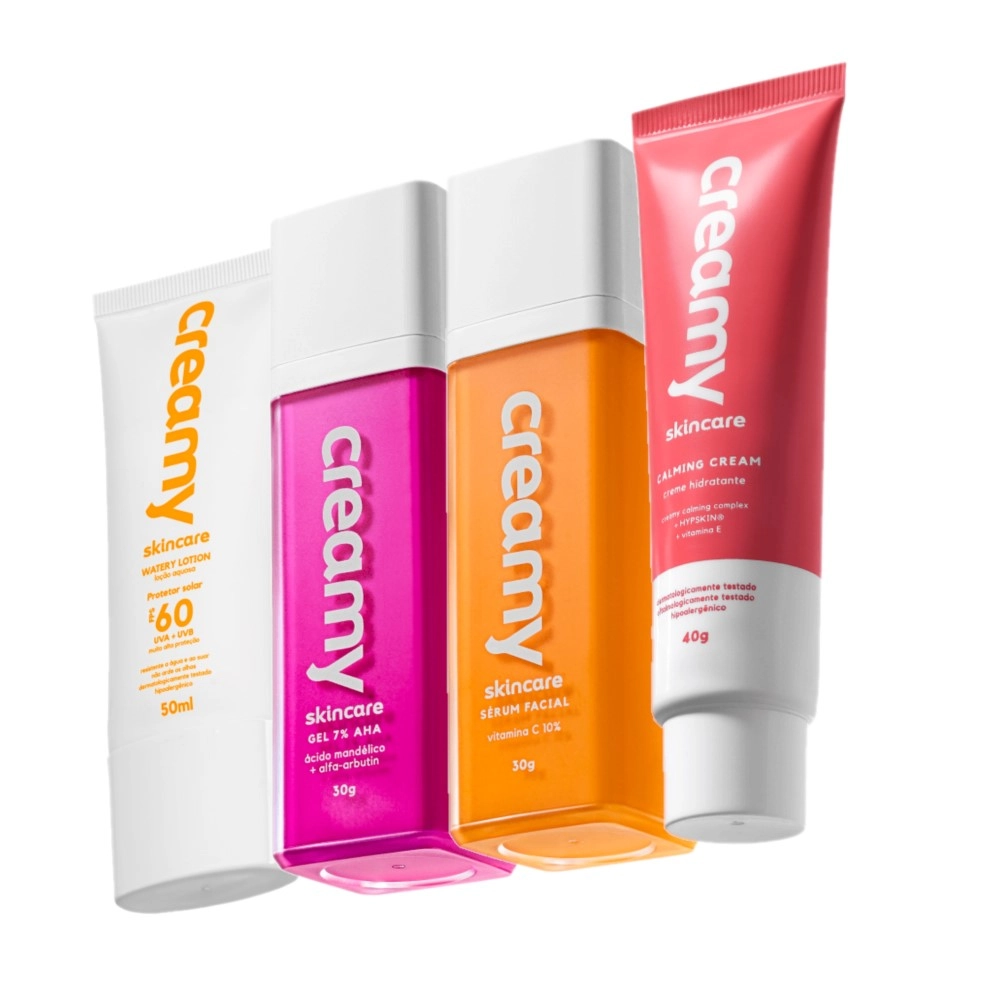 Kit Creamy Skincare Vitamina C Mandélico Hidratante Calming Cream Protetor Facial FPS60 (4 Produtos)