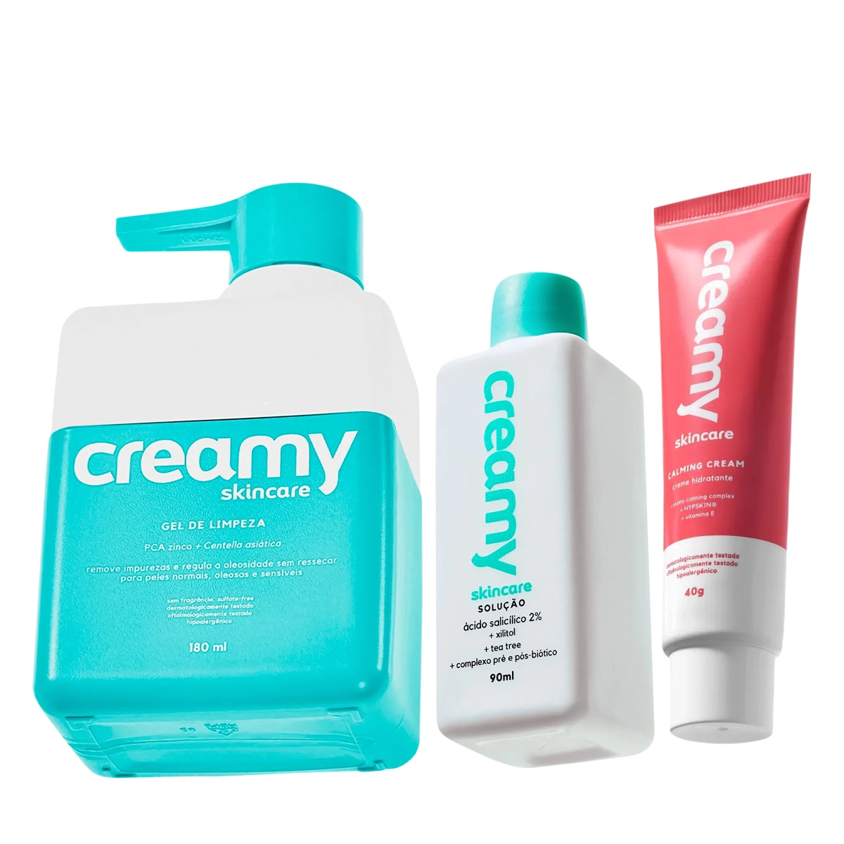 Produto Kit_Creamy_Hidratante_Facial_Ácido_Salicílico_Antiacne_e_Gel_de_Limpeza_Evas_1