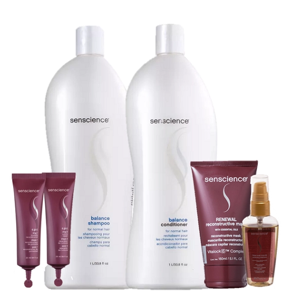 Senscience Balance Duo 1L CPR Reconstrutor 25ml Renewal Mask 150ml E True Hue Oleo 55ml