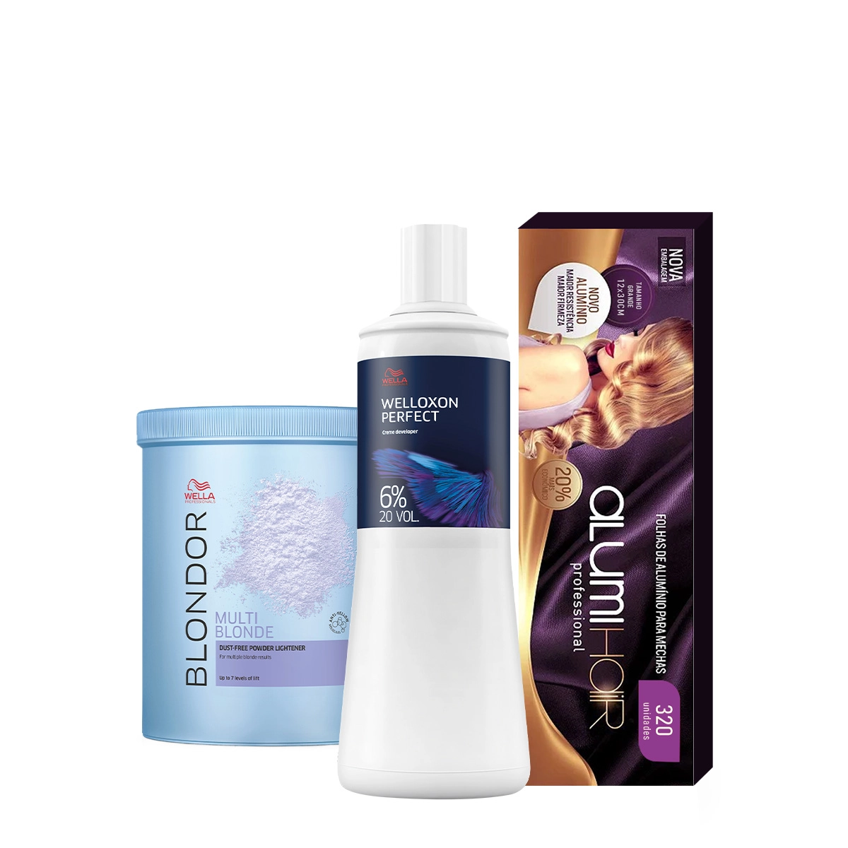 Kit Wella Professionals Blondor Welloxon Perfect 6% 20V AlumiHair (3 Produtos)