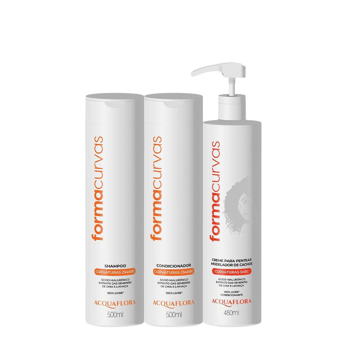 Kit Acquaflora Forma Curvas Duo E Creme De Pentear Cachos (3 Produtos)