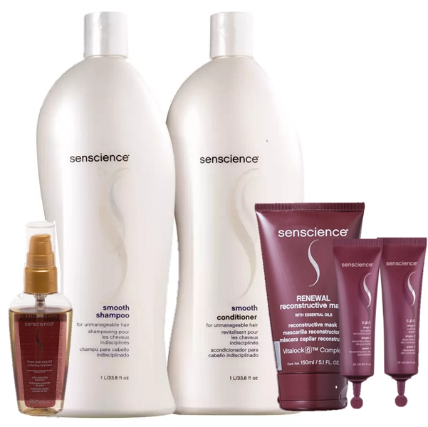 Senscience Smooth Duo 1L Renewal Mask 150ml CPR Tratamento Reconstrutor 2x25ml E True Hue Color Oleo 55ml