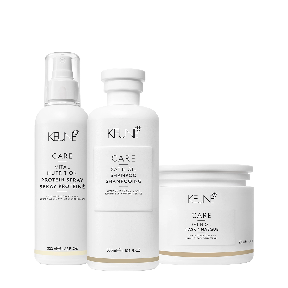 Kit Keune Care Satin Oil Shampoo Máscara E Vital Nutrition Protein (3 Produtos)