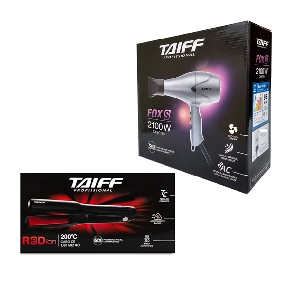 Taiff Secador Fox Ion S 2100w 110V+Elegance Red Íon 200C Bivolt