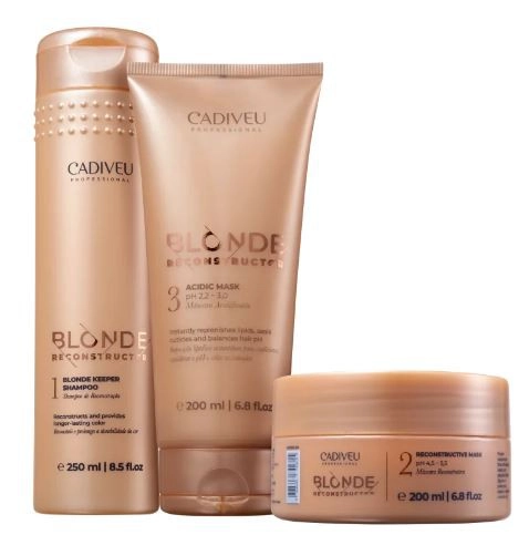 Cadiveu Blonde Reconstructor Shampoo 250ml+Mascara De Reconstrução+Acidificante 200ml