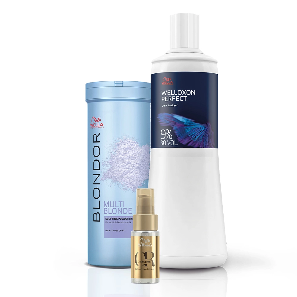Kit Wella Blondor Pó Descolorante 400g + Oxidante 9% 30V + Oil Reflections 30ml (3 Produtos)