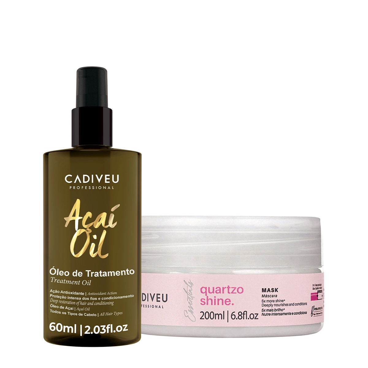 Kit Cadiveu Professional Essentials Quartzo Shine Máscara E Açaí Óleo 60 (2 Produtos)