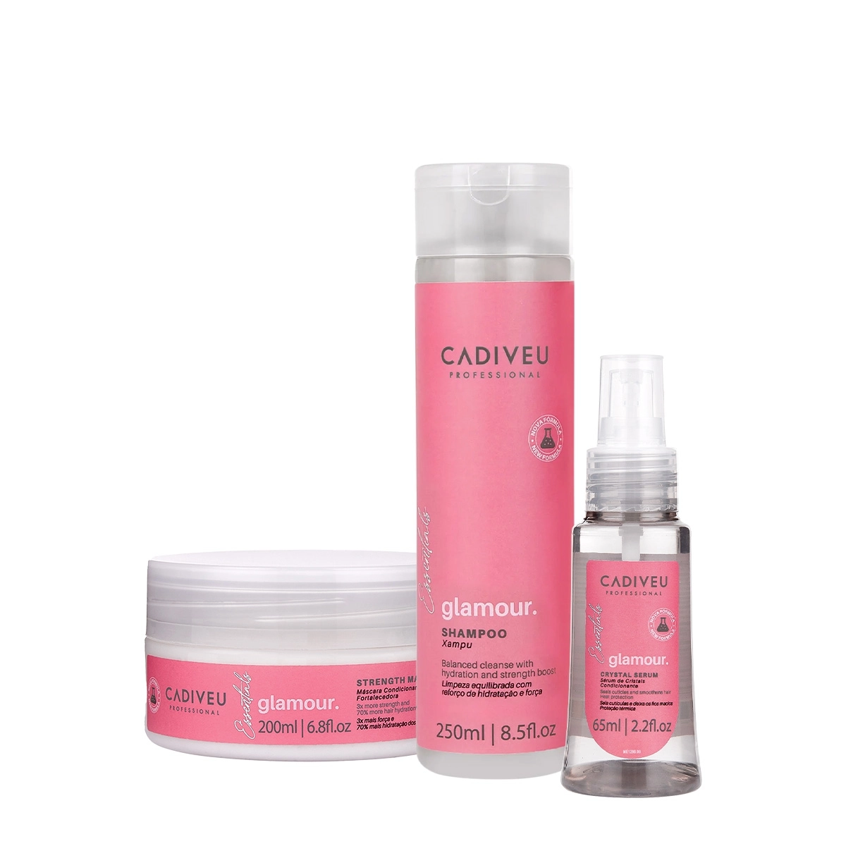 Kit Cadiveu Professional Essentials Glamour Shampoo Máscara E Sérum (3 Produtos)